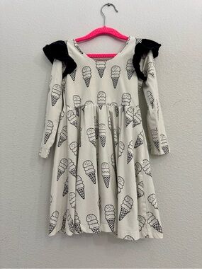 Long sleeve dress - Ice cream - organic cotton - Size 5